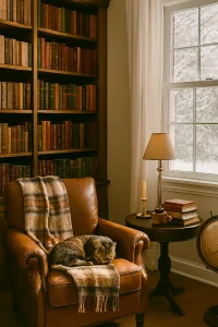 Winter Academia Aesthetic Fashion and Interior Trends: Cozy intellectual vibes