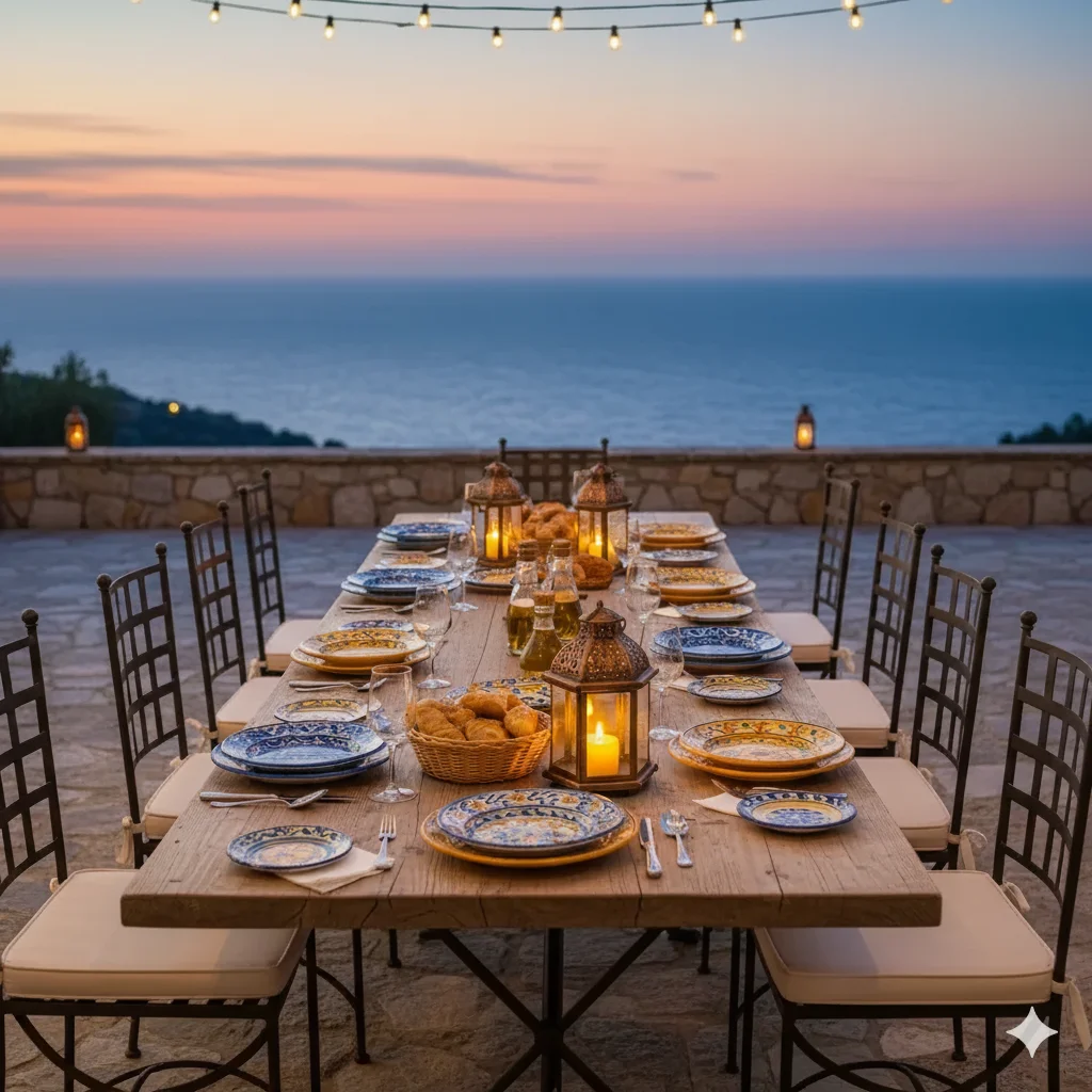 Mediterranean Terrace Outdoor Dining Spaces