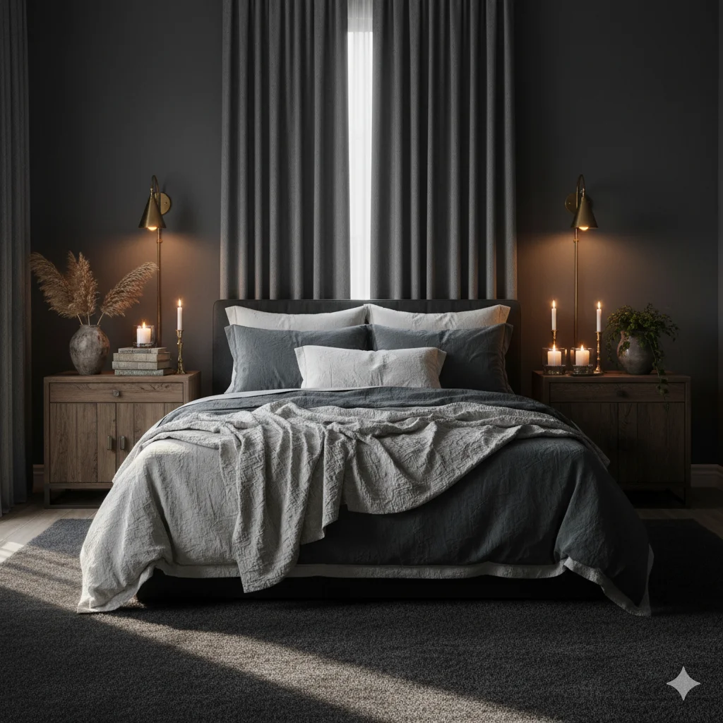 Charcoal Gray Moody Bedroom Paint Color