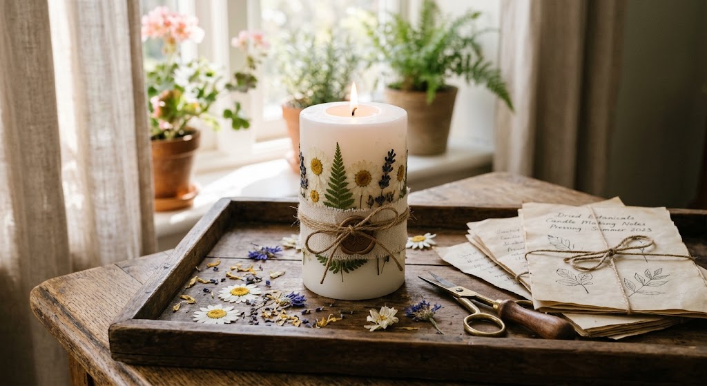 DIY Pressed Flower Candles