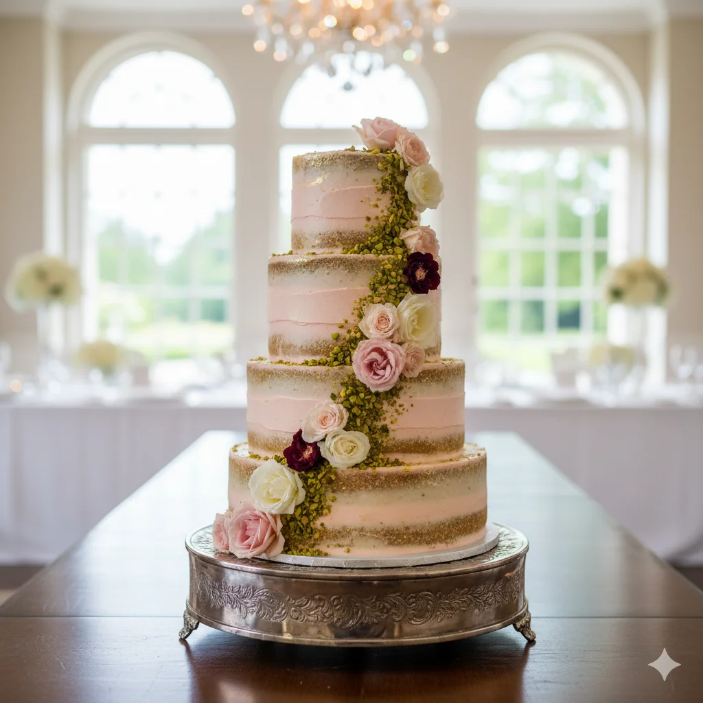 Rosewater Pistachio Delight Cake for garden weddings