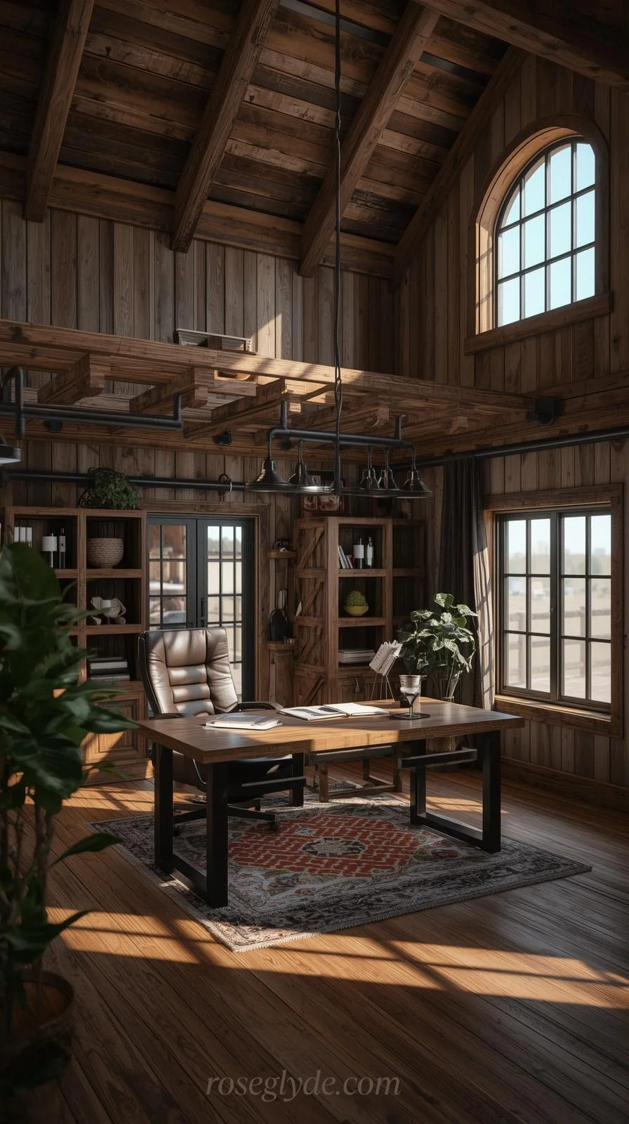Industrial Style Rustic Barndominium Home Office