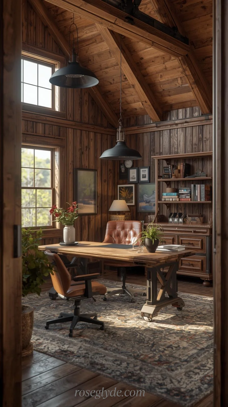 Rustic Barndominium Home Office and a Blend of Industrial Style and Country charm