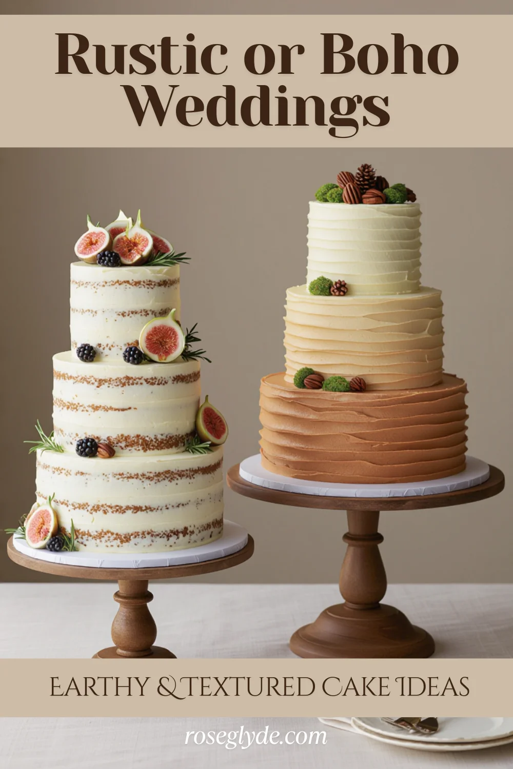 Rustic or Boho Wedding cake: Earthy & Textured Cake Ideas
