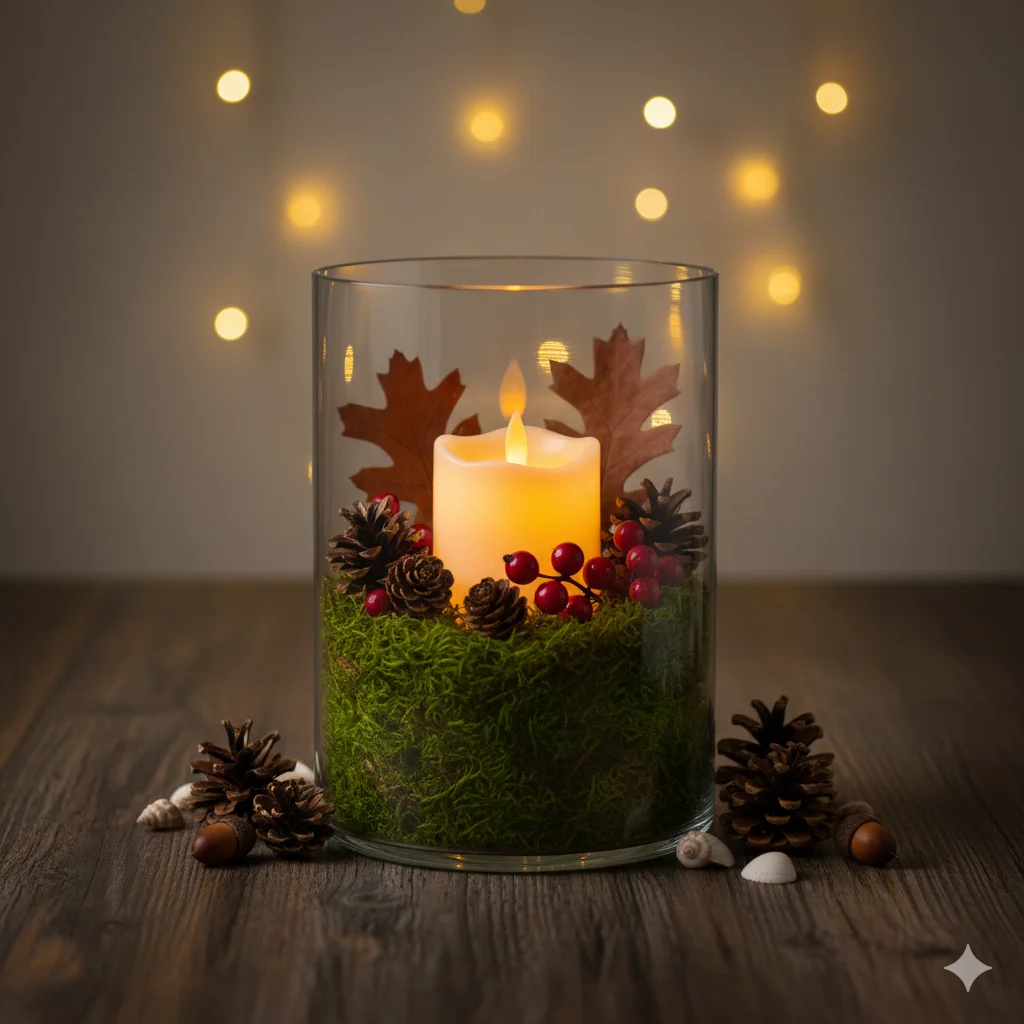 Terrarium Decoration Ideas: Seasonal Candle Terrarium