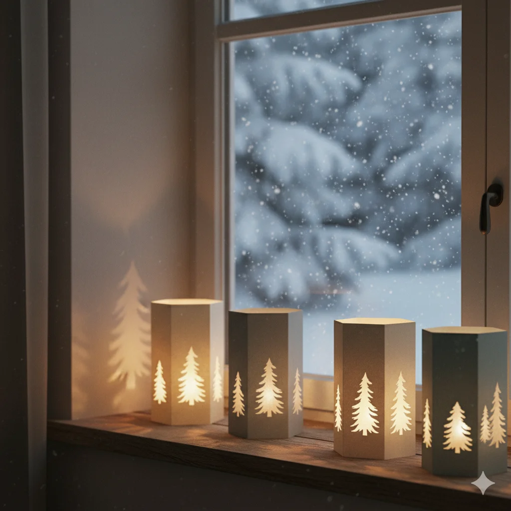 Paper Lanterns with Winter Motifs