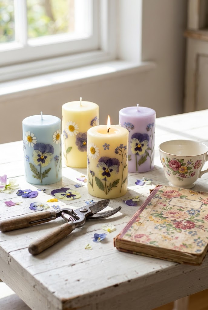 spring floral candle decoration