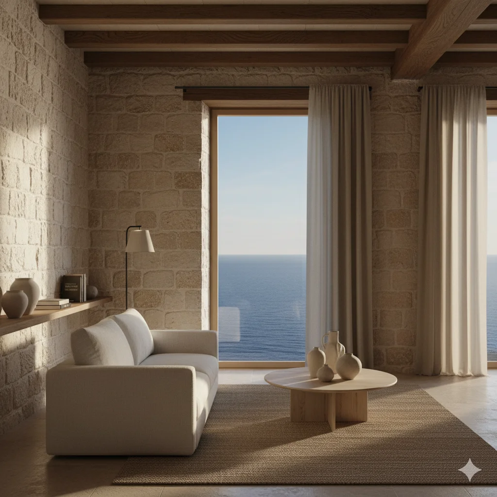 Croatian Stone House with sea views and glass doors