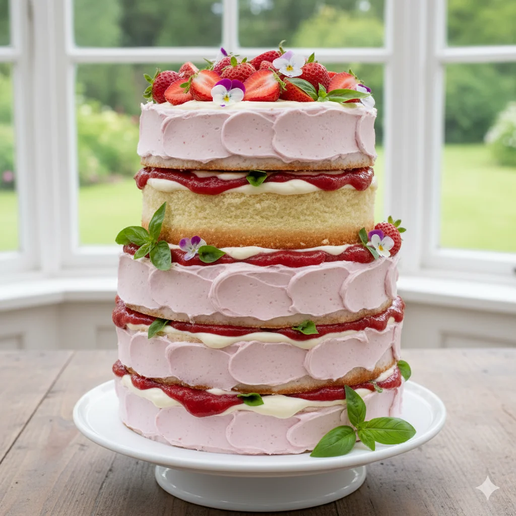 Strawberry Basil Infusion Cake for garden weddings