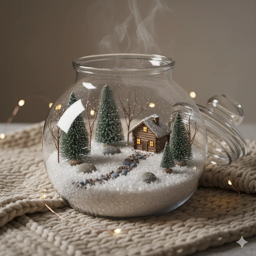 winter craft: Snowy Terrarium Jar
