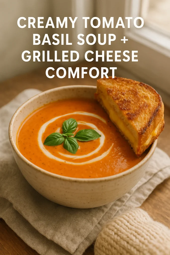 Creamy Tomato Basil Soup with Grilled Cheese
easy winter soup, cozy comfort food, quick dinner ideas