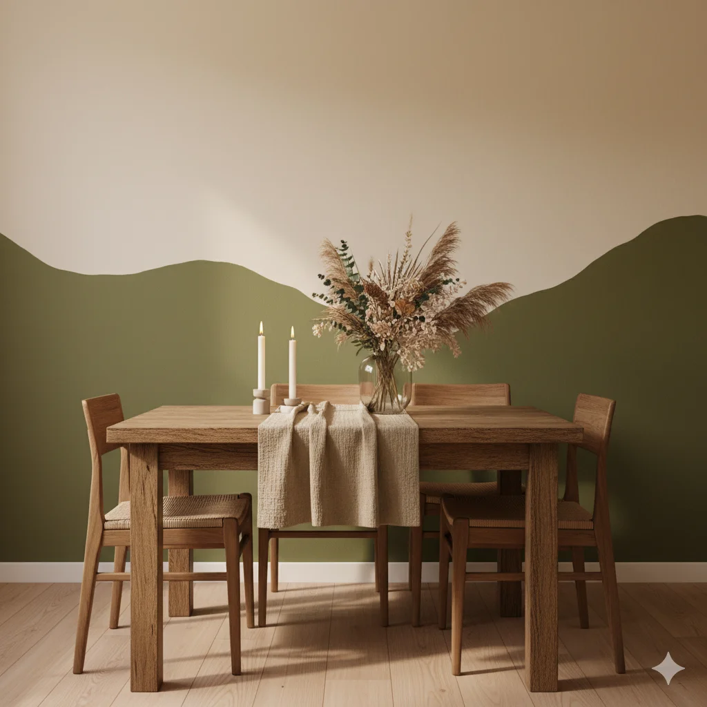 Hand-Painted Wavy Two-Tone Walls
