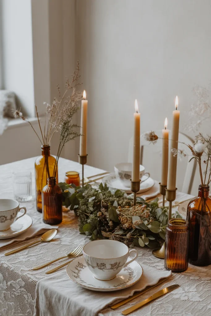 Cottagecore Winter Aesthetic Table Décor in vintage style