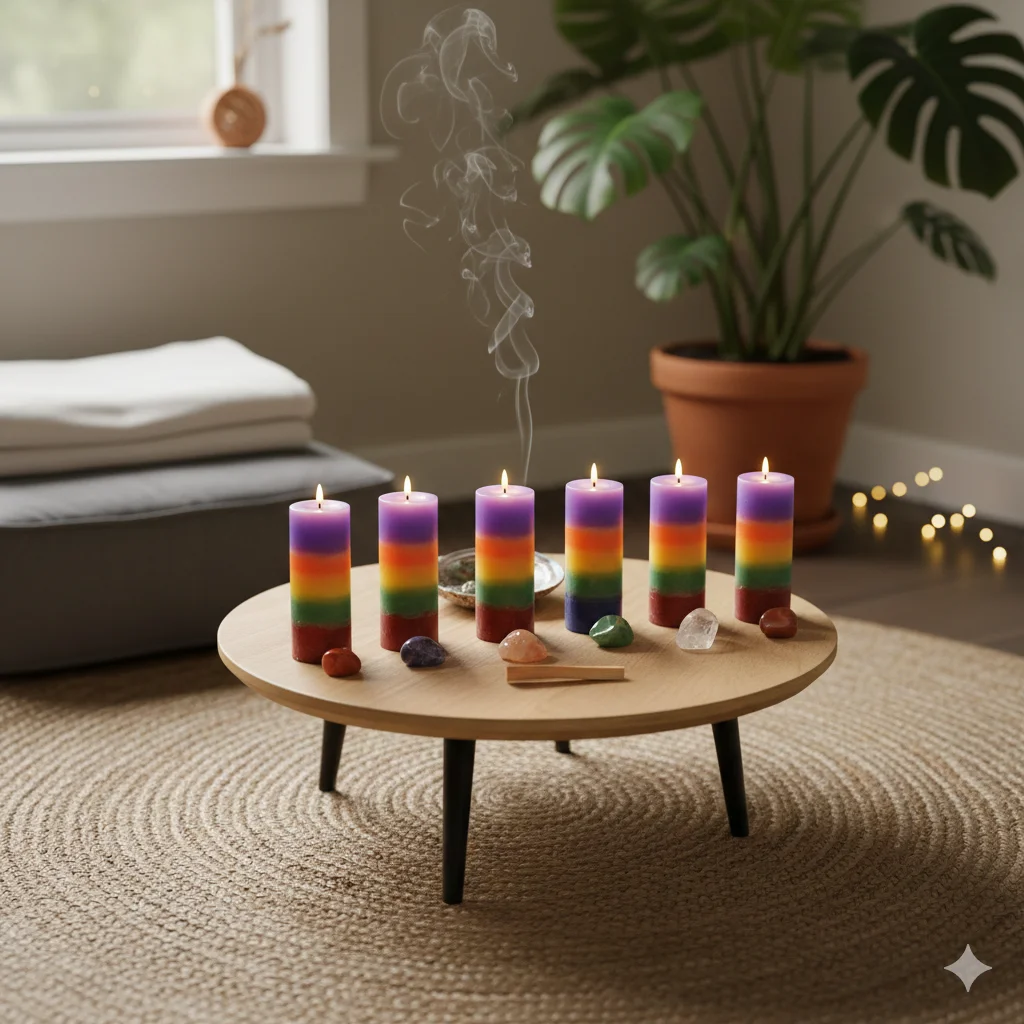 Layered Chakra Color Candles