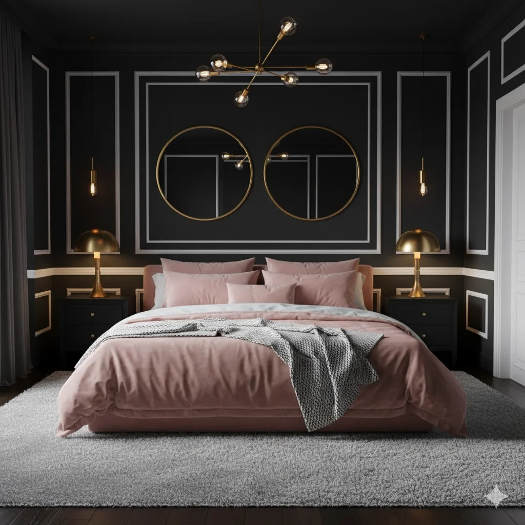 Modern Noir Art Deco Moody Bedroom