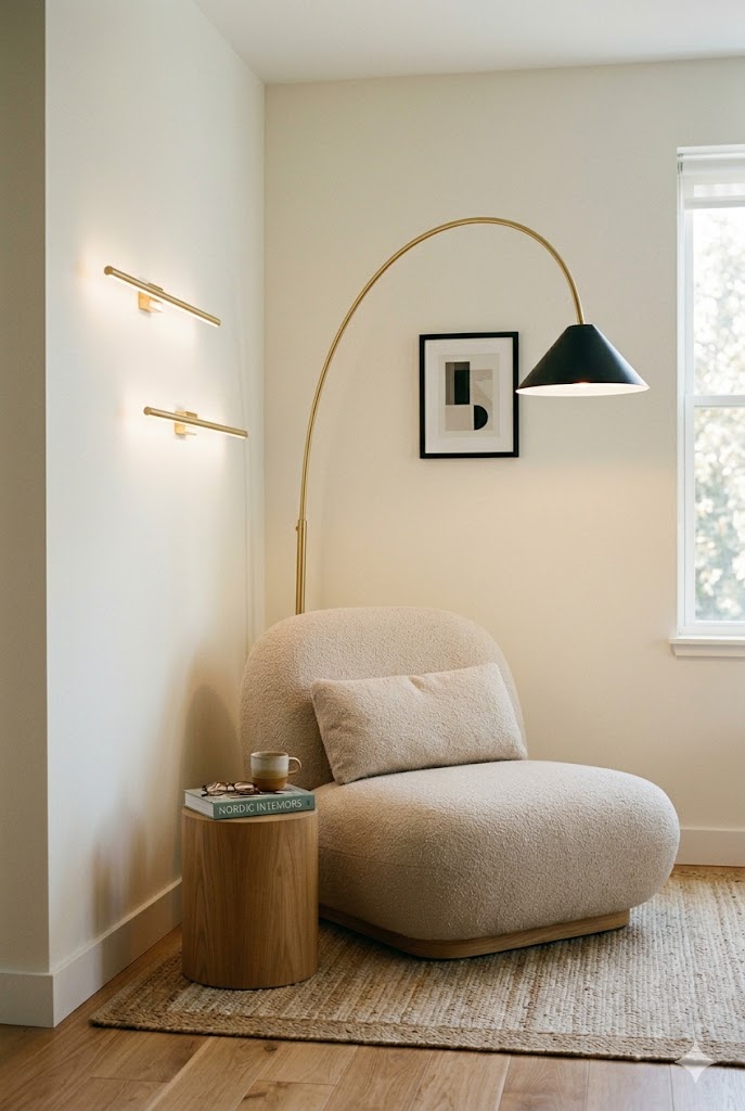 Modern Minimalist Style Lighting in reading corner