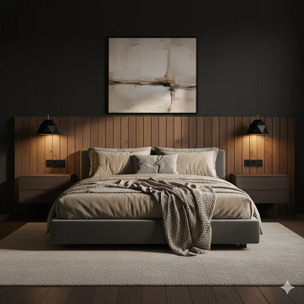 Black, Charcoal and Light Neutrals Color Bedrom