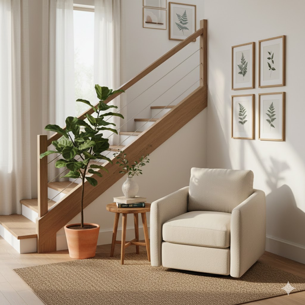 Cozy corner with light filled natural home decor