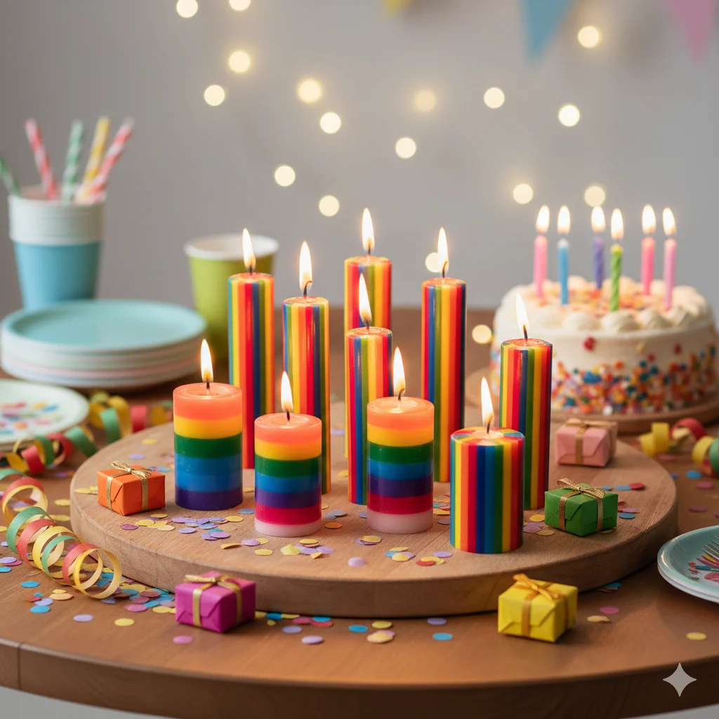 Layered Color Candles Rainbow Aesthetic Candles