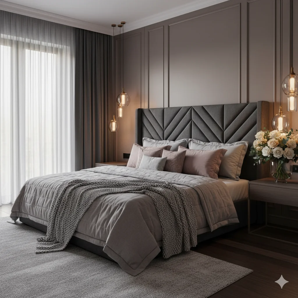 Mauve, Dusty Pink and Gray Moody Bedroom