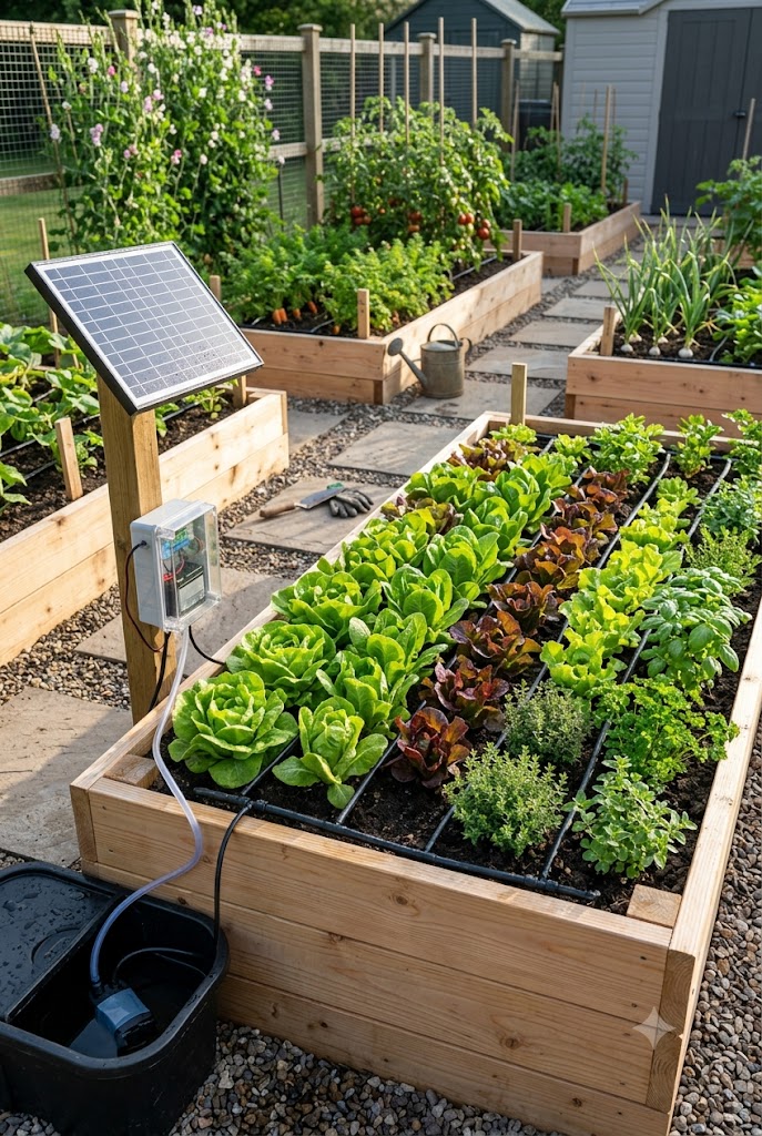 7. Boho Solar Garden Party
For special evenings, hang solar string lights above an outdoor dining table and layer woven placemats, candles, and potted plants. This creates a cozy boho solar garden party setup that feels festive without relying on grid electricity.