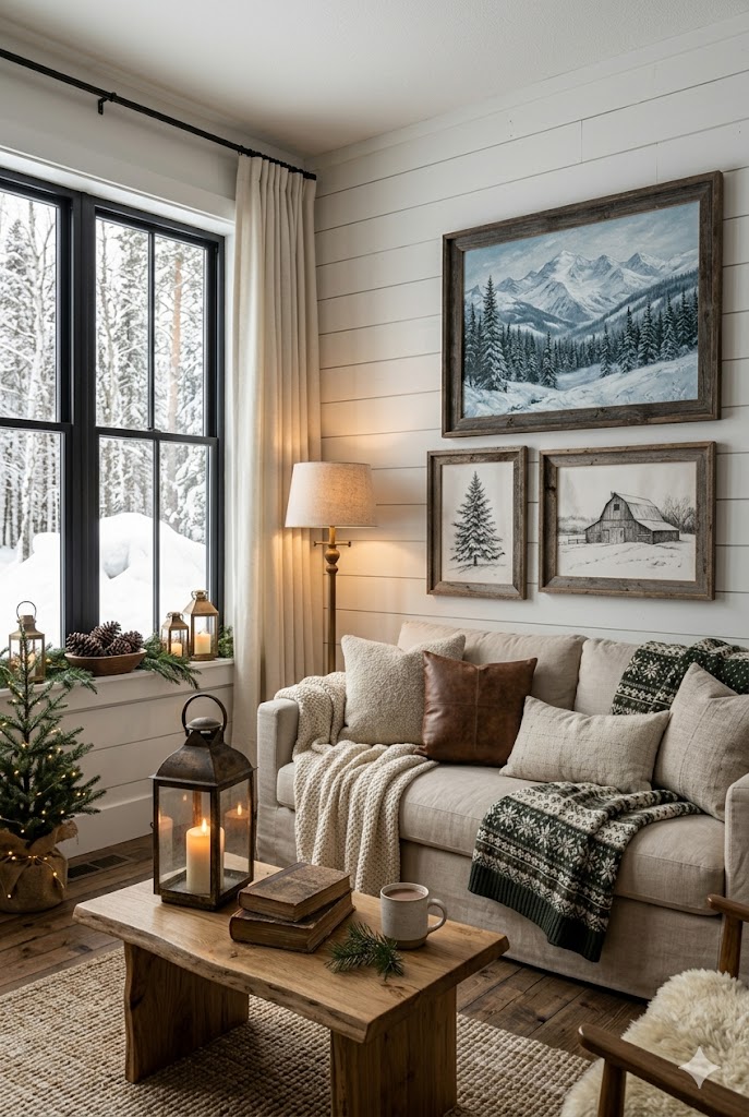 winter farmhouse living room