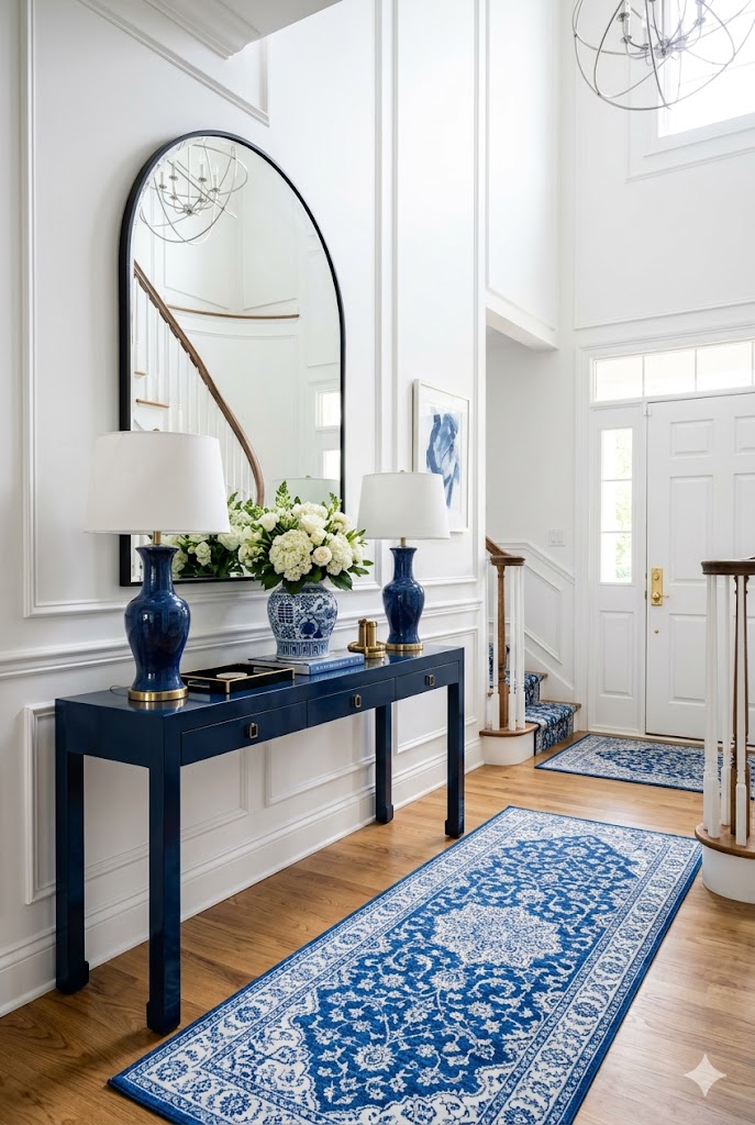 Blue and White Entrance Foyer