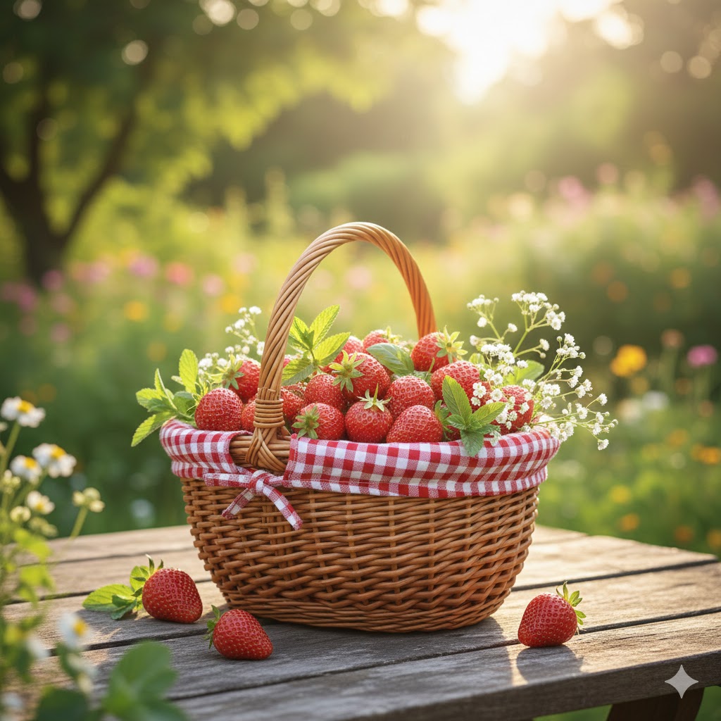 Strawberry Centerpiece Ideas: Cottagecore Strawberry Basket