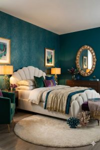 Deep Teal, Gold & Shell White Mermaid-Inspired Color Combinations bedroom