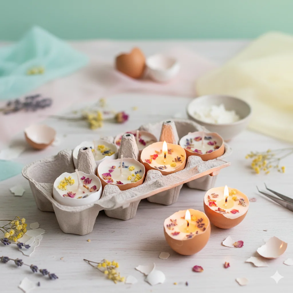 Upcycled Material Candles: Eggshell Candles
