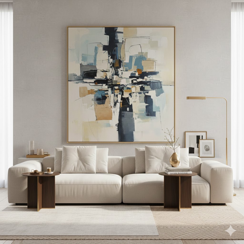 Color Drenching and Bold Accent Wall as a focual point in scandinavian style living room