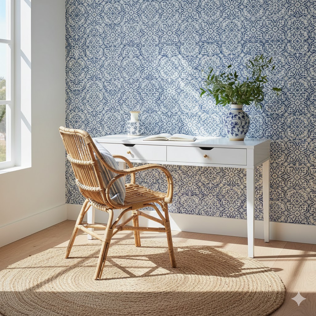 Capri Style Coastal Home Office Mediterranean Tile wallpaper