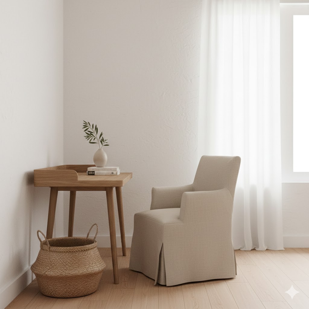 Capri Style Coastal Home Office with minimalist decor