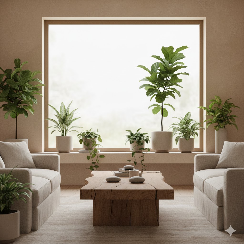 organic modern interiors blending biophilic and nature-integrated design