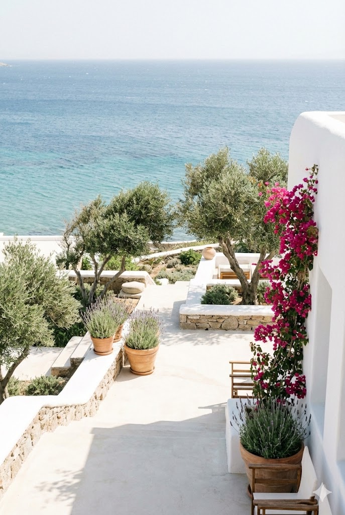 Mykonos Coastal Garden or Greek Garden Design