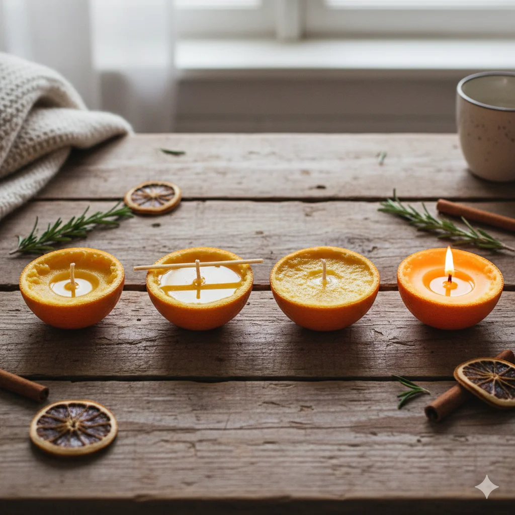 Upcycled Material Candles : Orange Peel Candles
