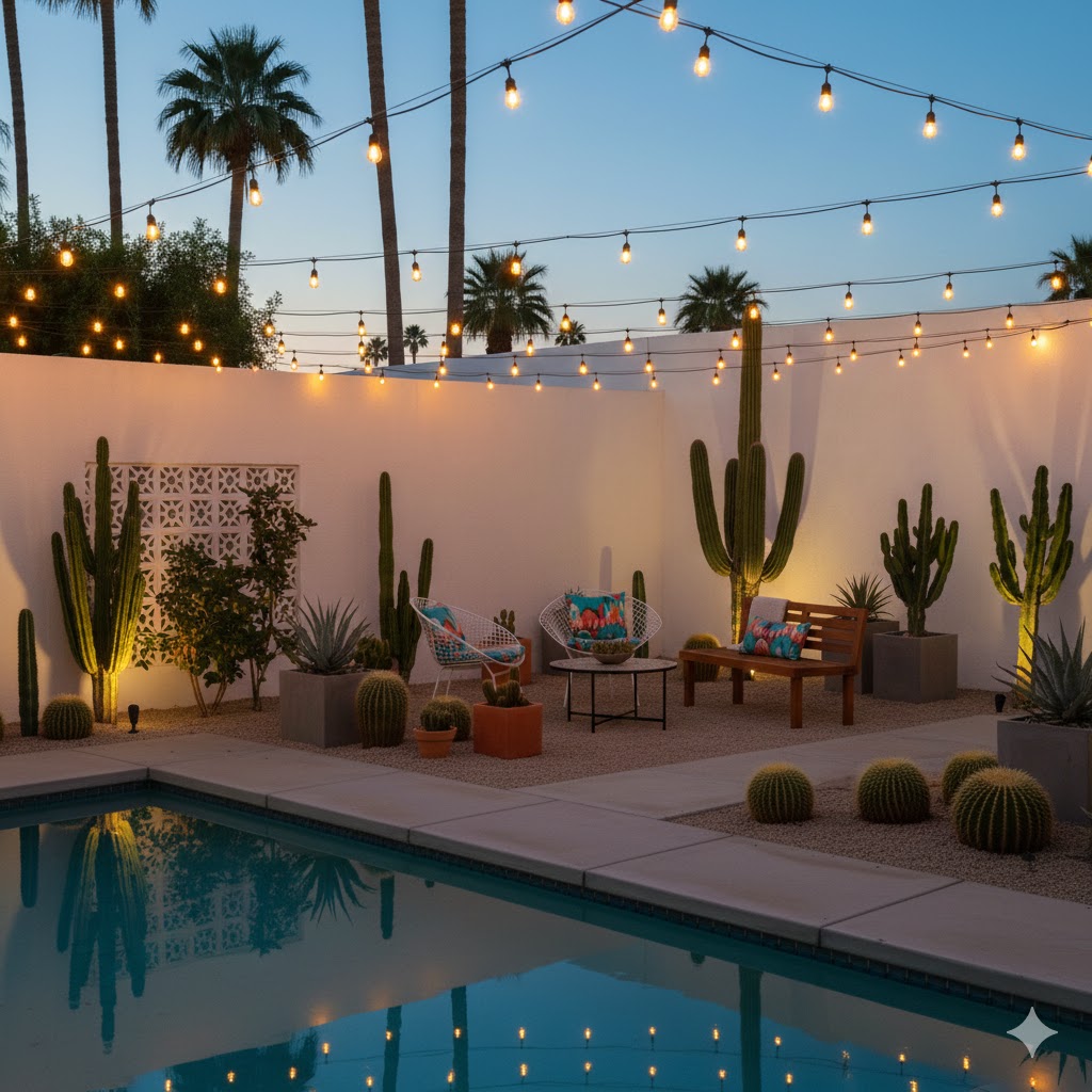 Palm Springs Mid-Century Garden Plnats, Furniture, Color & Retro Vibes
