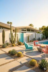 Palm Springs Mid-Century Garden: Cactus, Color & Retro Vibes