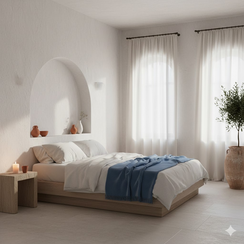 traditional Greek architectural bedroom