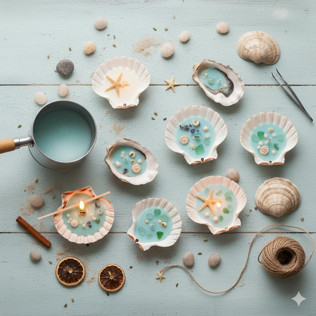 Upcycled Material Candles: Seashell Candles