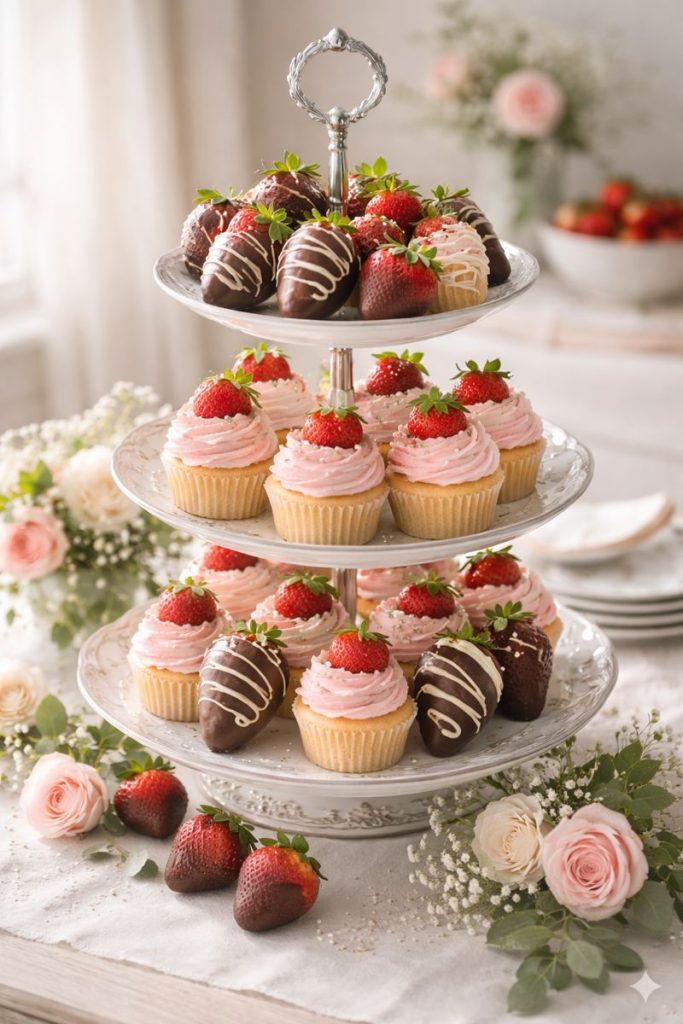 Strawberry Centerpiece Ideas: Strawberry Dessert Tower Centerpiece