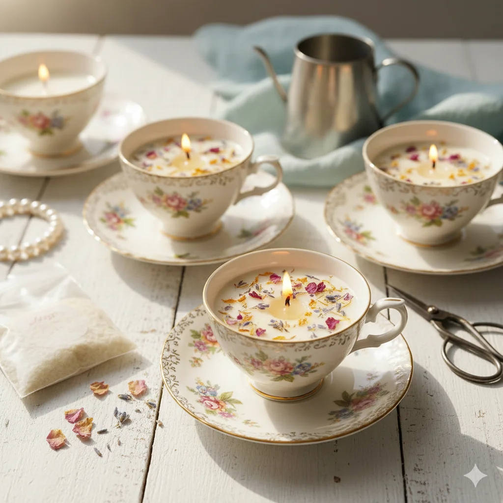 Upcycled Material Candles: Vintage Teacup Candles