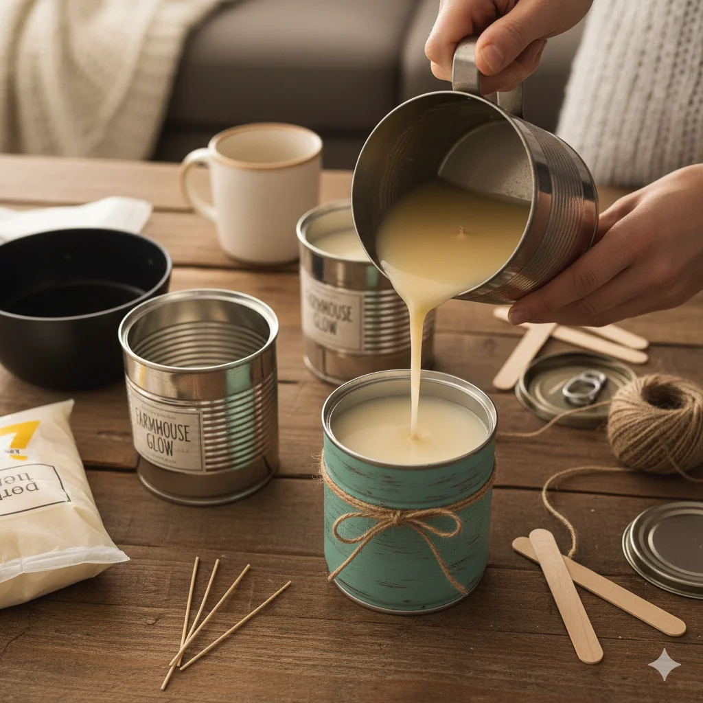 Upcycled Material Candles: Tin Can Candles