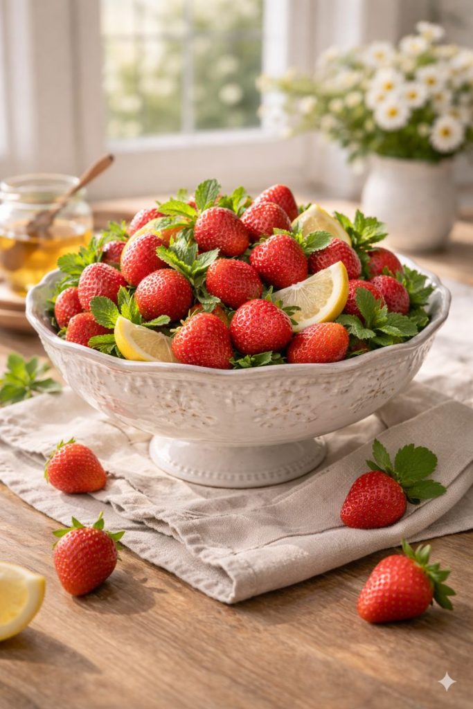 Vintage Bowl Strawberry Centerpiece Ideas