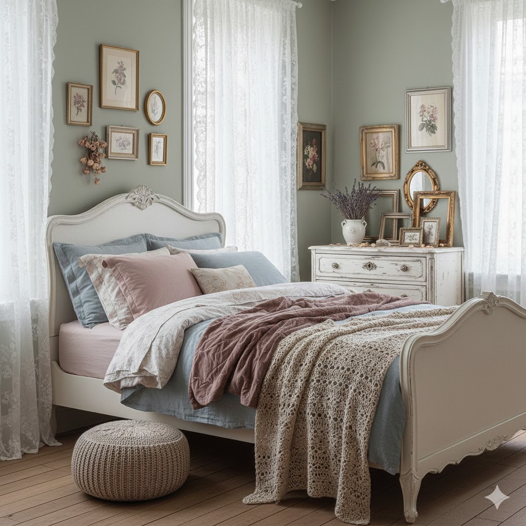 Parisian Chic Bedroom Vintage or Antique Pieces Décor