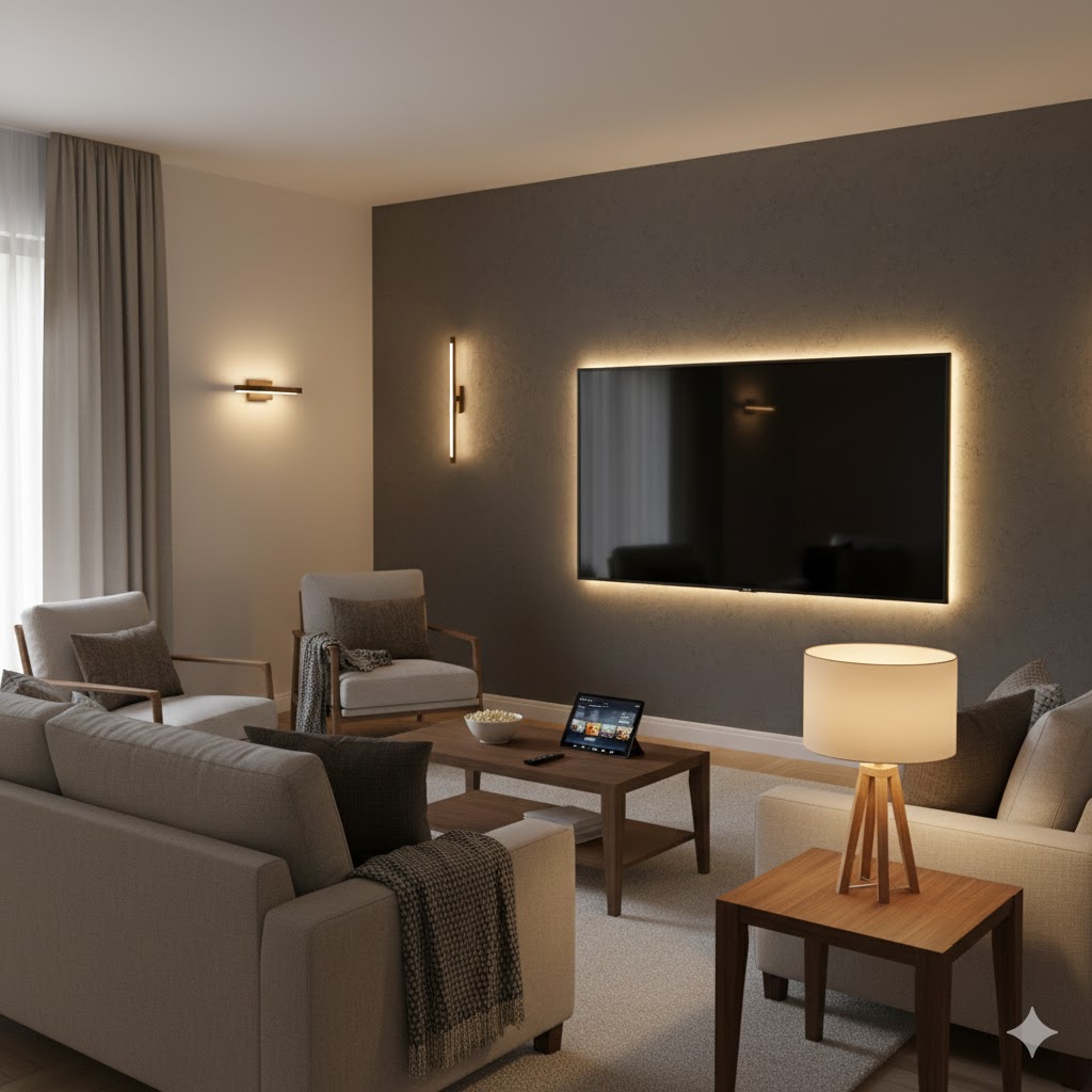 Mini Theater Lighting in modern living room