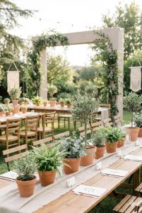 Minimalist botanical wedding setup