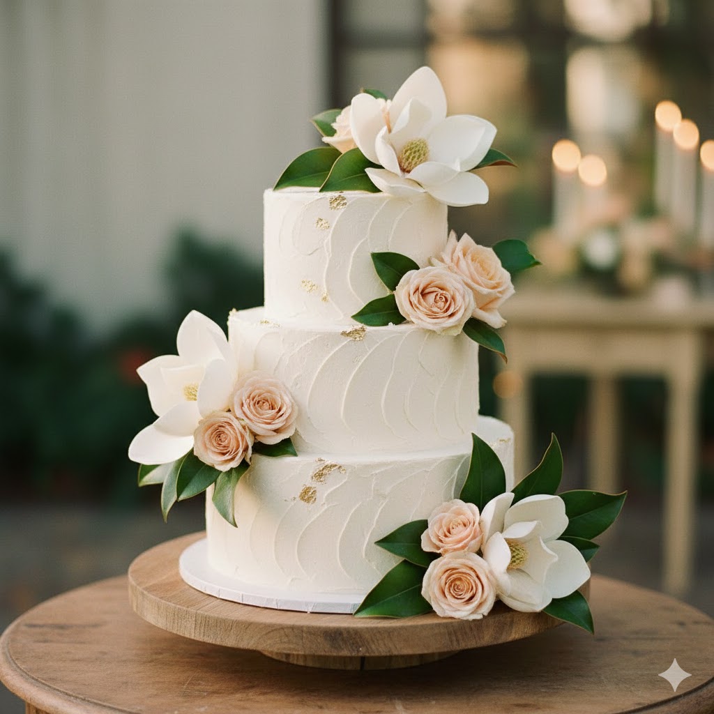 Rustic Peach Wedding Cake
