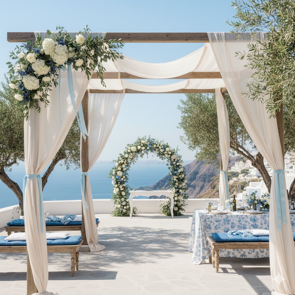 Coastal-inspired Mediterranean Blue Skies Wedding