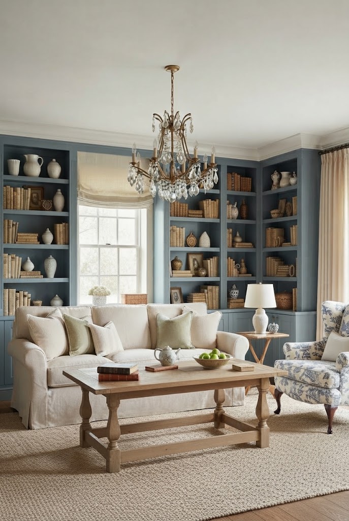 Dusty Blue Living Room 